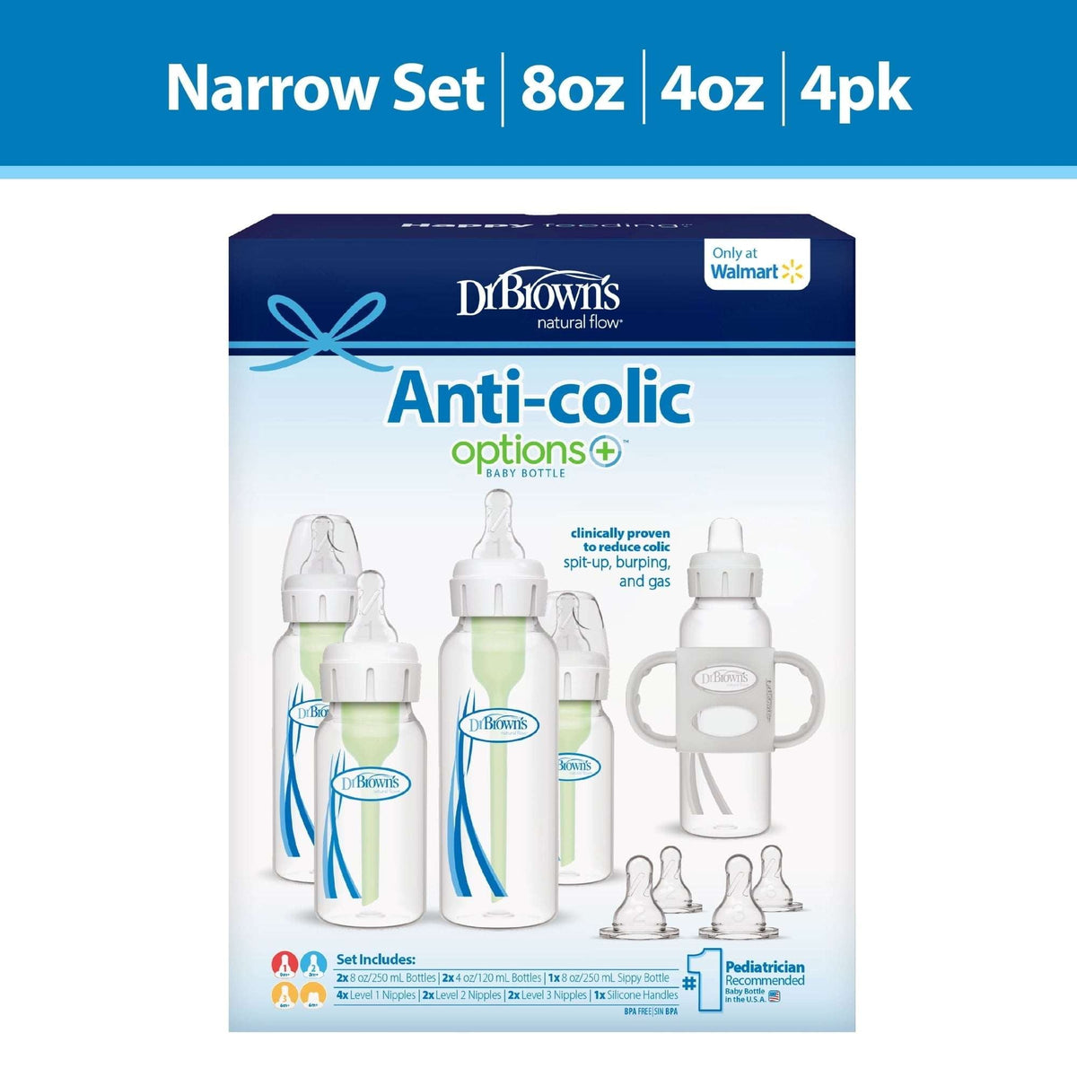 Dr. Brown's Natural Flow Anti-Colic Options+ First Year Baby Bottle Gift Set, Gray, BPA free, 0m+