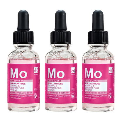 Dr. Botanicals Moroccan Rose Facial Oil with Hyaluronic Acid and Vitamin C, 1.01 fl oz, 3-pack