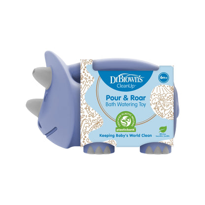 Dr. Brown's Clean up Pour & Roar Watering Can Bath Toy, Baby Bath Essentials Toddler and Kids Toy, 6m+, BPA Free