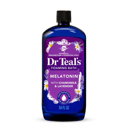 Dr Teal's Foaming Bath, Sleep Bath with Melatonin, Lavender & Chamomile Essential Oils, 34 fl oz. (3 PACK  )