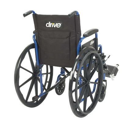 Drive Medical Blue Streak Wheelchair with Flip Back Desk Arms and Elevating Leg Rests, 20" Seat, Steel Frame