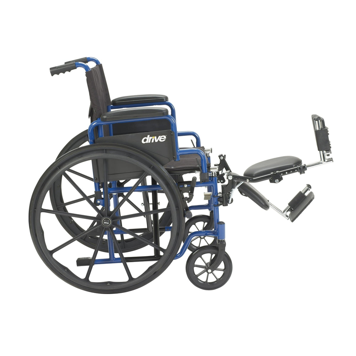 Drive Medical Blue Streak Wheelchair with Flip Back Desk Arms and Elevating Leg Rests, 20" Seat, Steel Frame