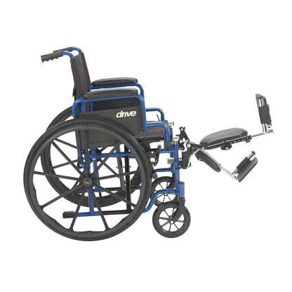 Drive Medical Blue Streak Wheelchair with Flip Back Desk Arms and Elevating Leg Rests, 20" Seat, Steel Frame