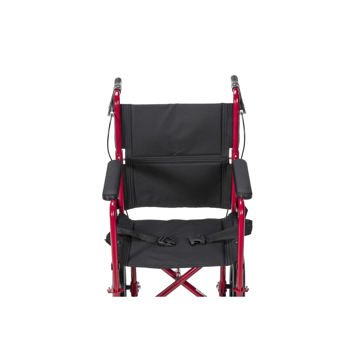 Drive Medical Lightweight Expedition Transport Wheelchair with Hand Brakes, 19" Seat Red