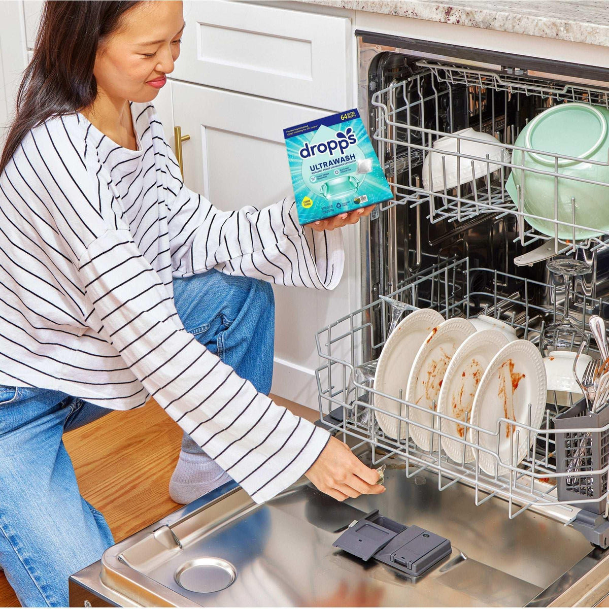 Dropps Ultrawash Biobased* Power Dishwasher Detergent Pacs, Lemon Citrus, 128-count