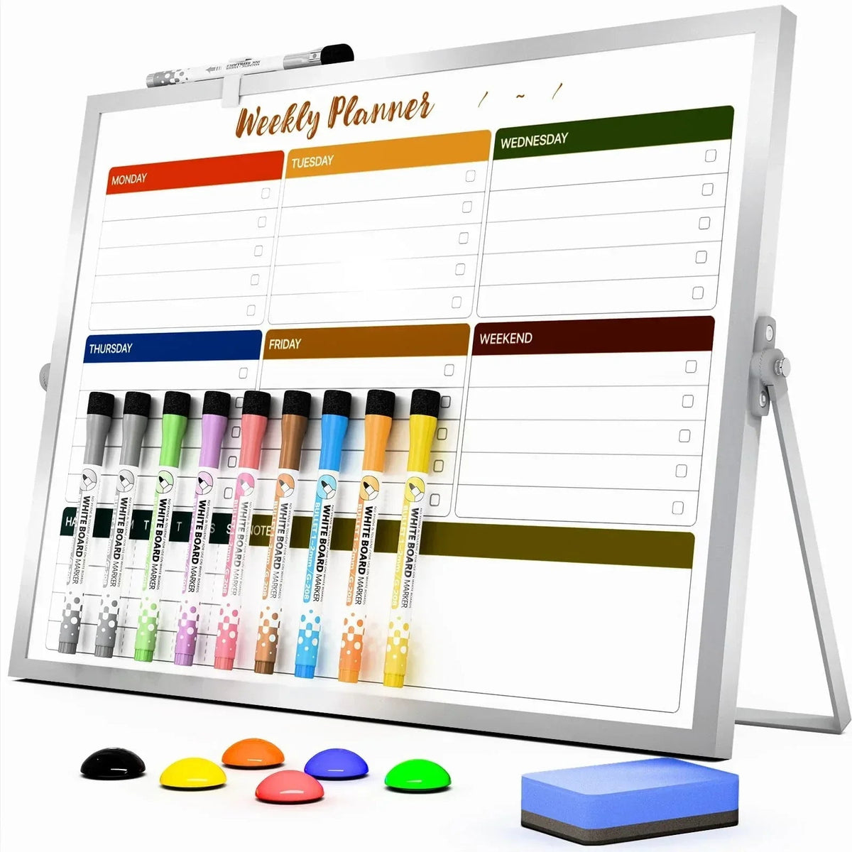 Marsrock Sale 17"×13"Green Desktop Double-Sided Dry Erase Whiteboard with Stand,10Markers,6Magnets,1Eraser,Great for Home,School&Office Planning