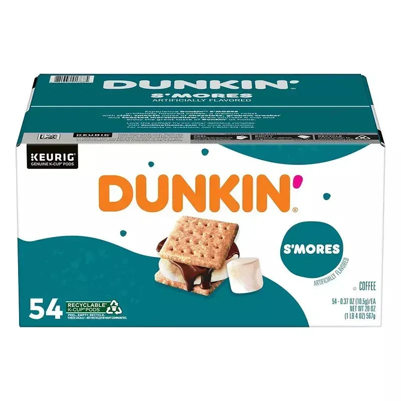 Dunkin' S'mores Artificially Flavored Coffee, Medium Roast, Keurig K-Cup Pods, 54 ct.