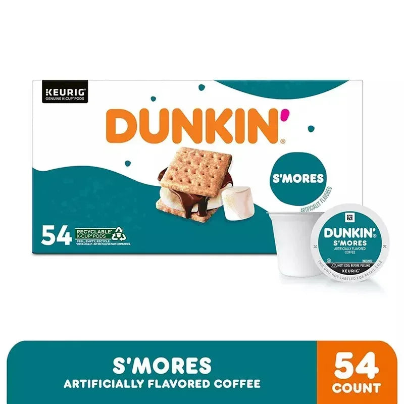 Dunkin' S'mores Artificially Flavored Coffee, Medium Roast, Keurig K-Cup Pods, 54 ct.