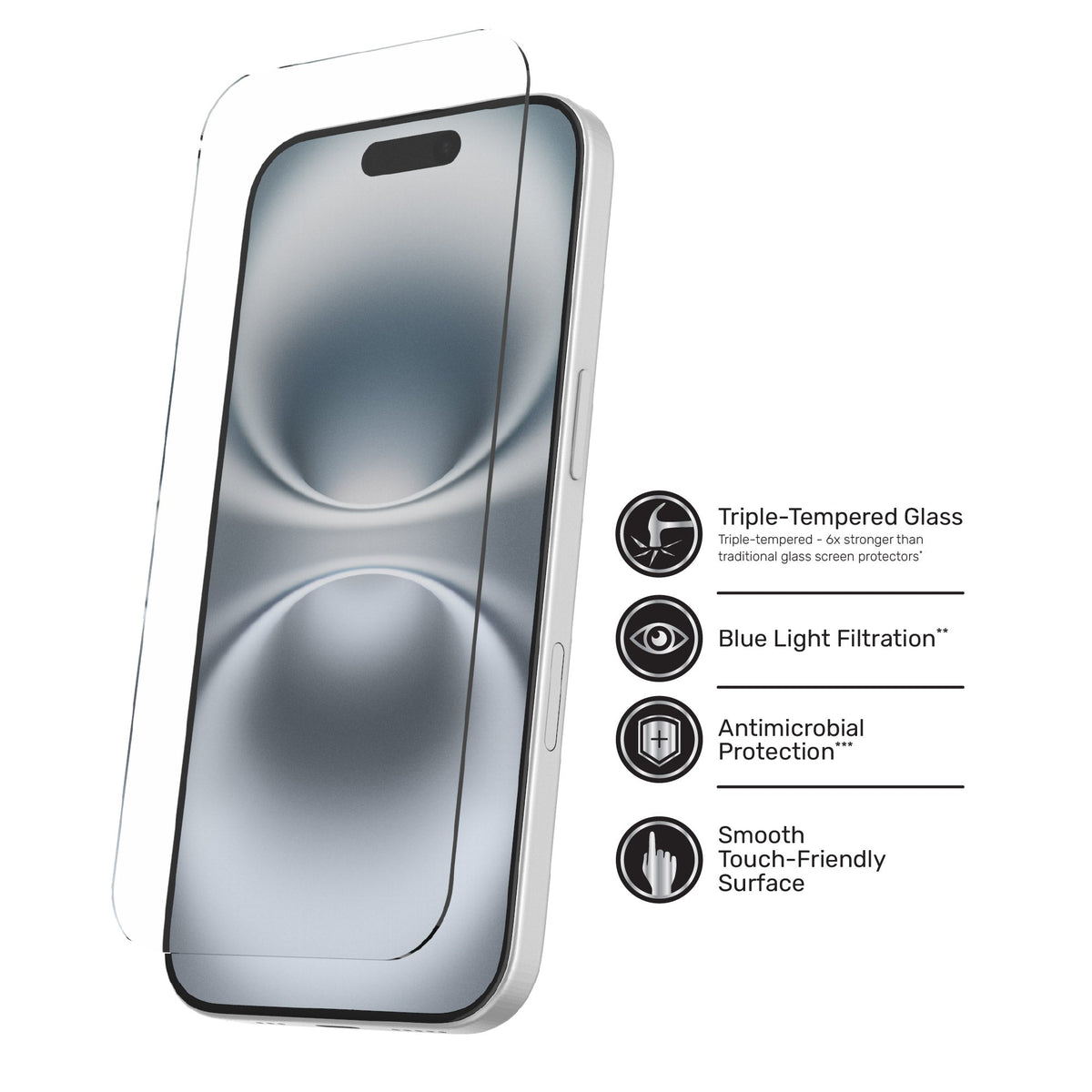 DuraGlass DefenseTech Glass Screen Protector with Blue Light Filtering for iPhone Air