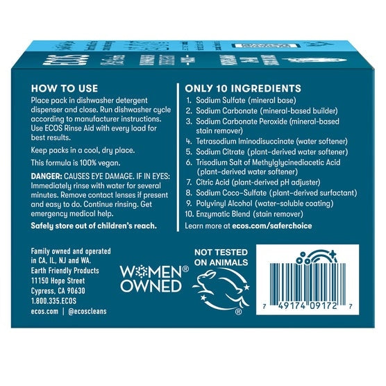ECOS Dishwasher Detergent Packs, Free & Clear, 98-count