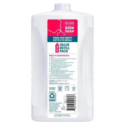 ECOS Liquid Dish Soap, Grapefruit, 16 fl oz + 96 fl oz Refill