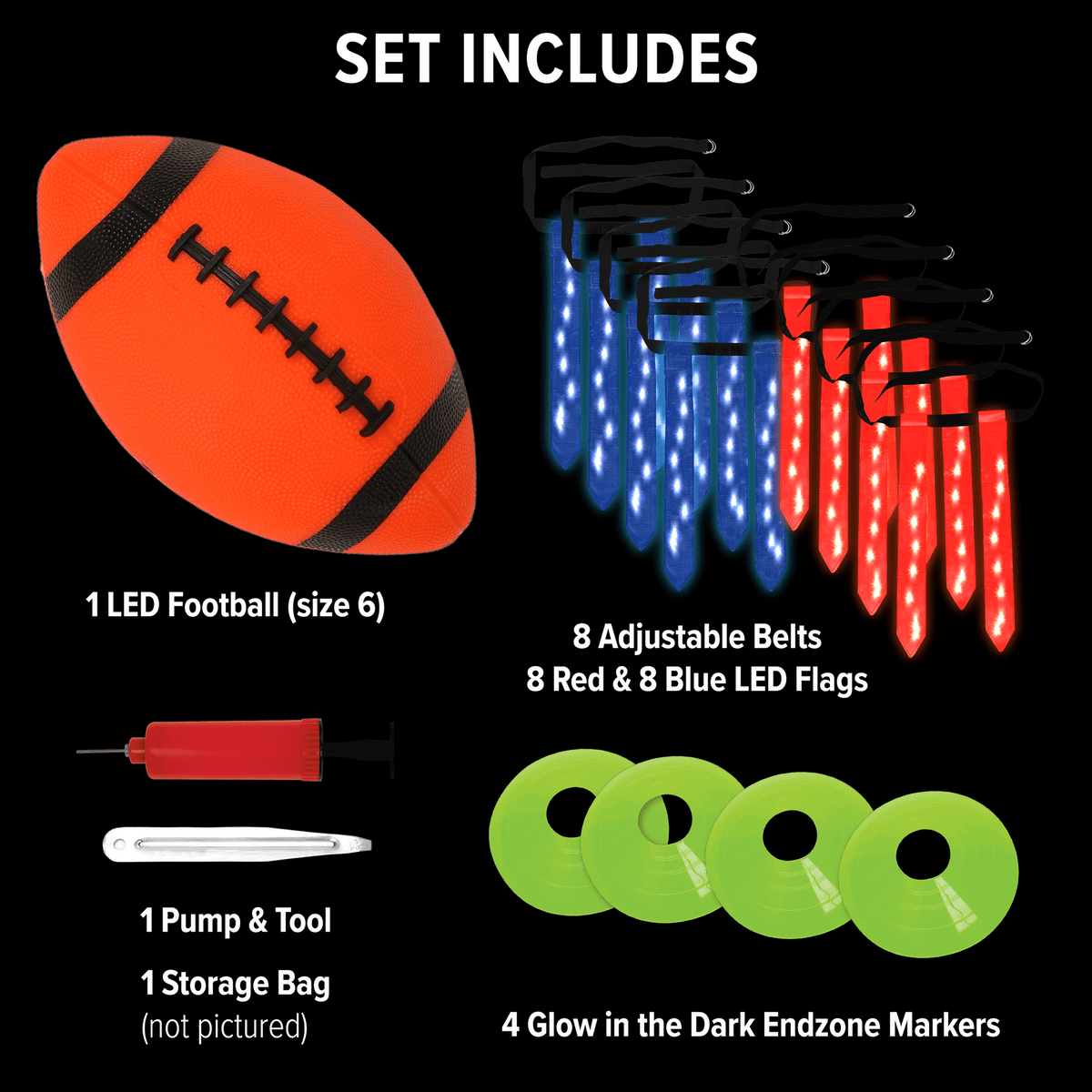 LED Flag Football, Light-Up Outdoor Sports Game, for All Ages, by MinnARK