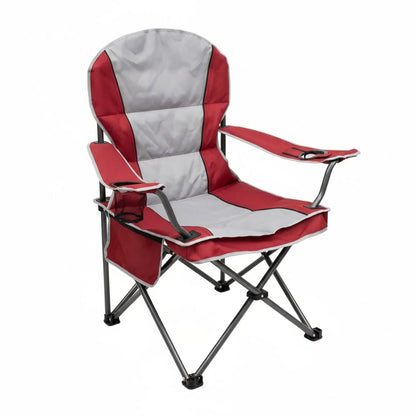 EDX Oversized Camping Folding Chair, Heavy Duty Padded Chair with Cup Holder Storage and Cooler Bag, 5000 LBS Steel Frame, Portable for Outdoor,Black Gray