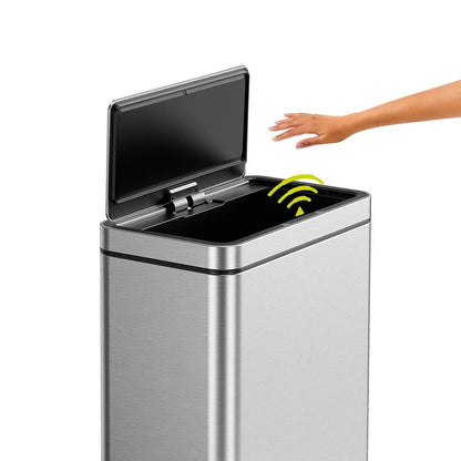 EKO Matte Stainless Steel Motion Sensor Kitchen Trash Can 13.2 Gallon