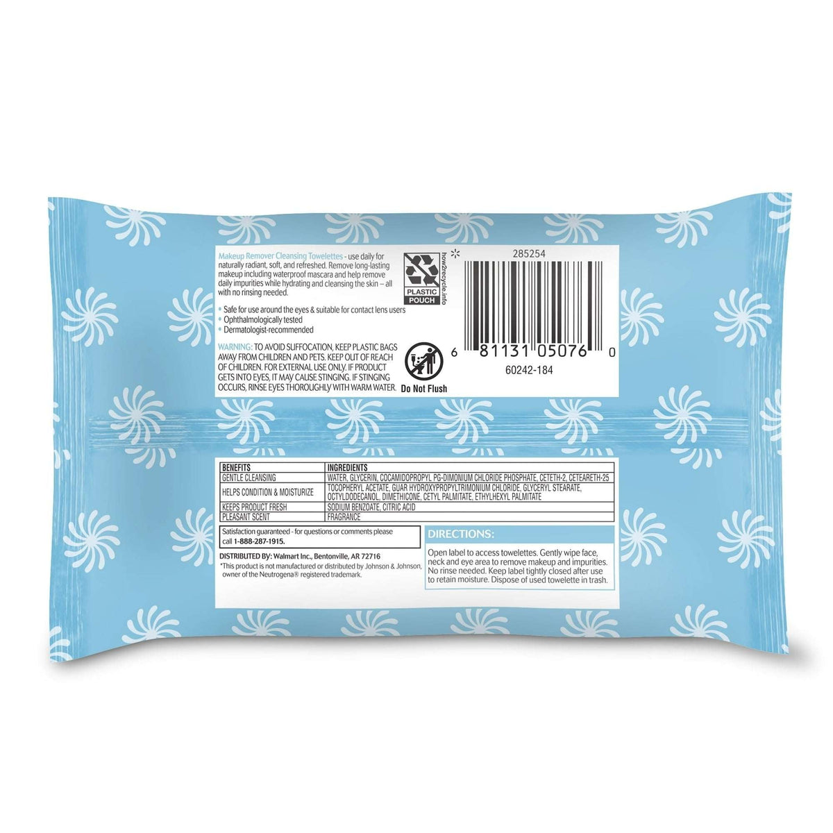 Equate Beauty Makeup Remover Cleansing Towelettes for Travel, 10 Wipes