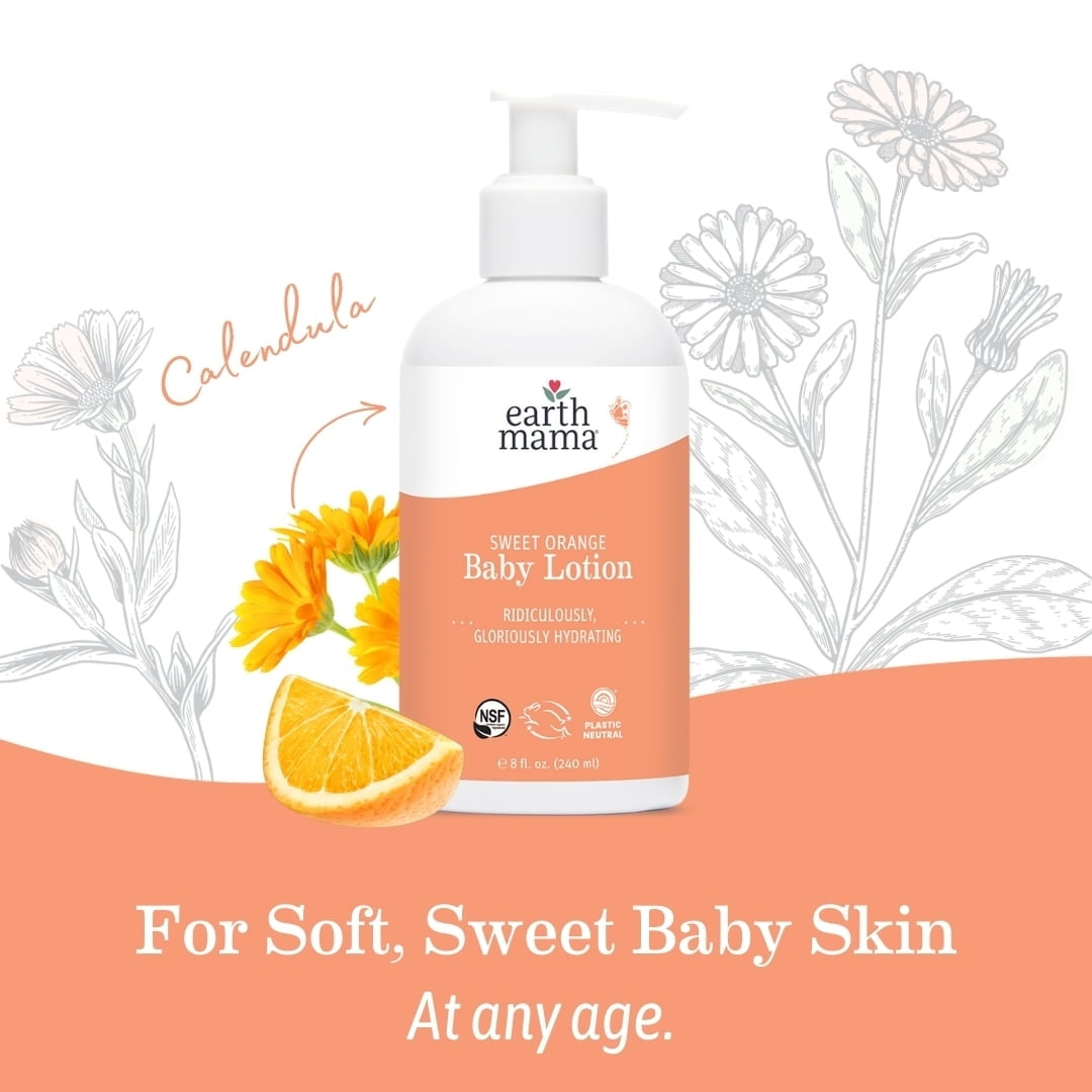 Earth Mama Sweet Orange Baby Lotion for Sensitive Skin, 8 fl oz