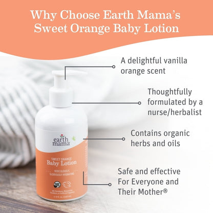 Earth Mama Sweet Orange Baby Lotion for Sensitive Skin, 8 fl oz