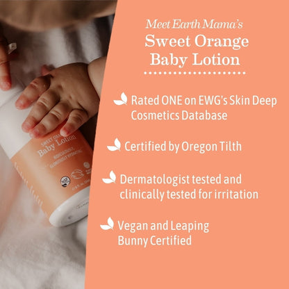 Earth Mama Sweet Orange Baby Lotion for Sensitive Skin, 8 fl oz