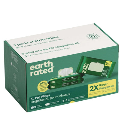 Earth Rated XL Hypoallergenic Pet Wipes, 60-count each, 3-pack