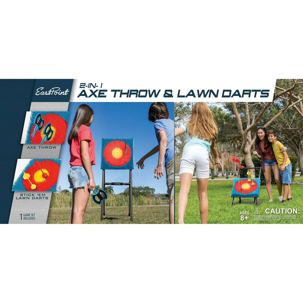 EastPoint Sports Axe Throwing & Lawn Darts Target Game Set, Includes 3 Axes & 4 Darts - 44 in. High