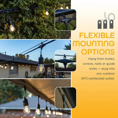 EcoScapes by Enbrighten 48' Outdoor LED Café String Lights, 24 Bulbs