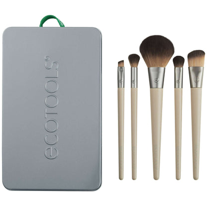 EcoTools Start the Day Beautifully Makeup Brush Kit with Storage Tray, 6 Piece Set