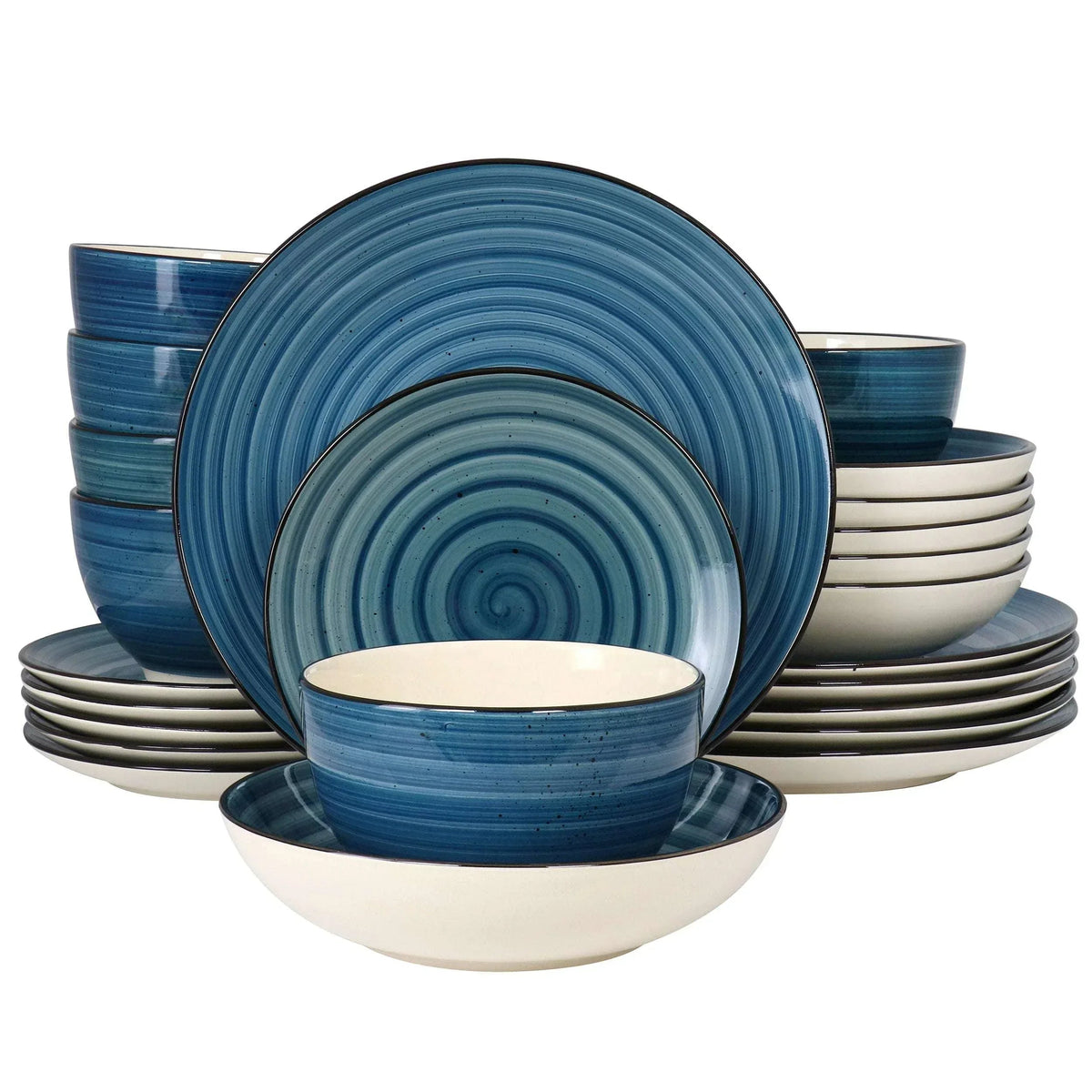 Elama Gia 24 Piece Stoneware Dinnerware Set in Cream