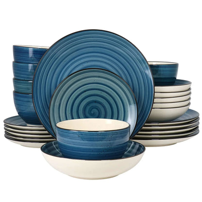 Elama Gia 24 Piece Stoneware Dinnerware Set in Cream