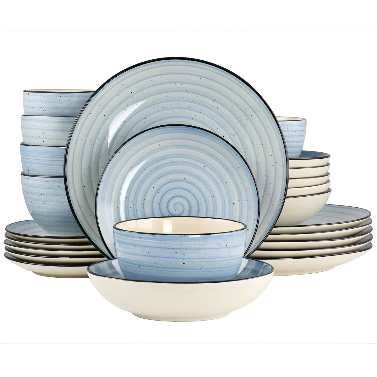 Elama Gia 24 Piece Stoneware Dinnerware Set in Cream