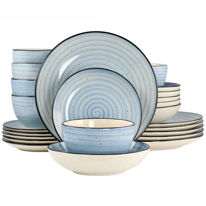 Elama Gia 24 Piece Stoneware Dinnerware Set in Cream