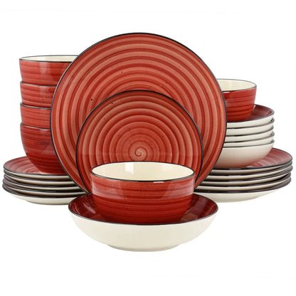 Elama Gia 24 Piece Stoneware Dinnerware Set in Cream
