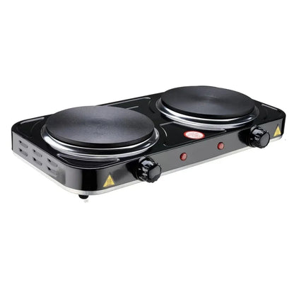 Electric Hot Plate, 2200W Countertop Burner,Cast Iron 2 Burners ,Portable Electric Stove, Portable Double Burners for Cooking,Easy to Clean, Black