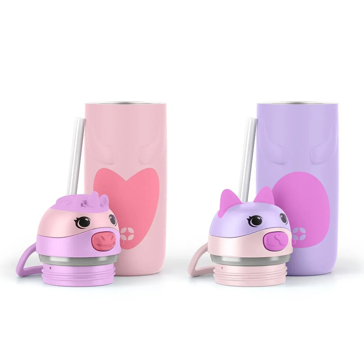 Ello Ellies 2-Pack 12oz Kids Stainless Steel Vacuum Insulated Water Bottle with Straw & Leak-Proof Lid
