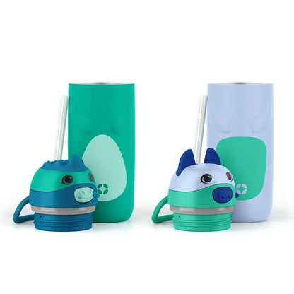 Ello Ellies 2-Pack 12oz Kids Stainless Steel Vacuum Insulated Water Bottle with Straw & Leak-Proof Lid