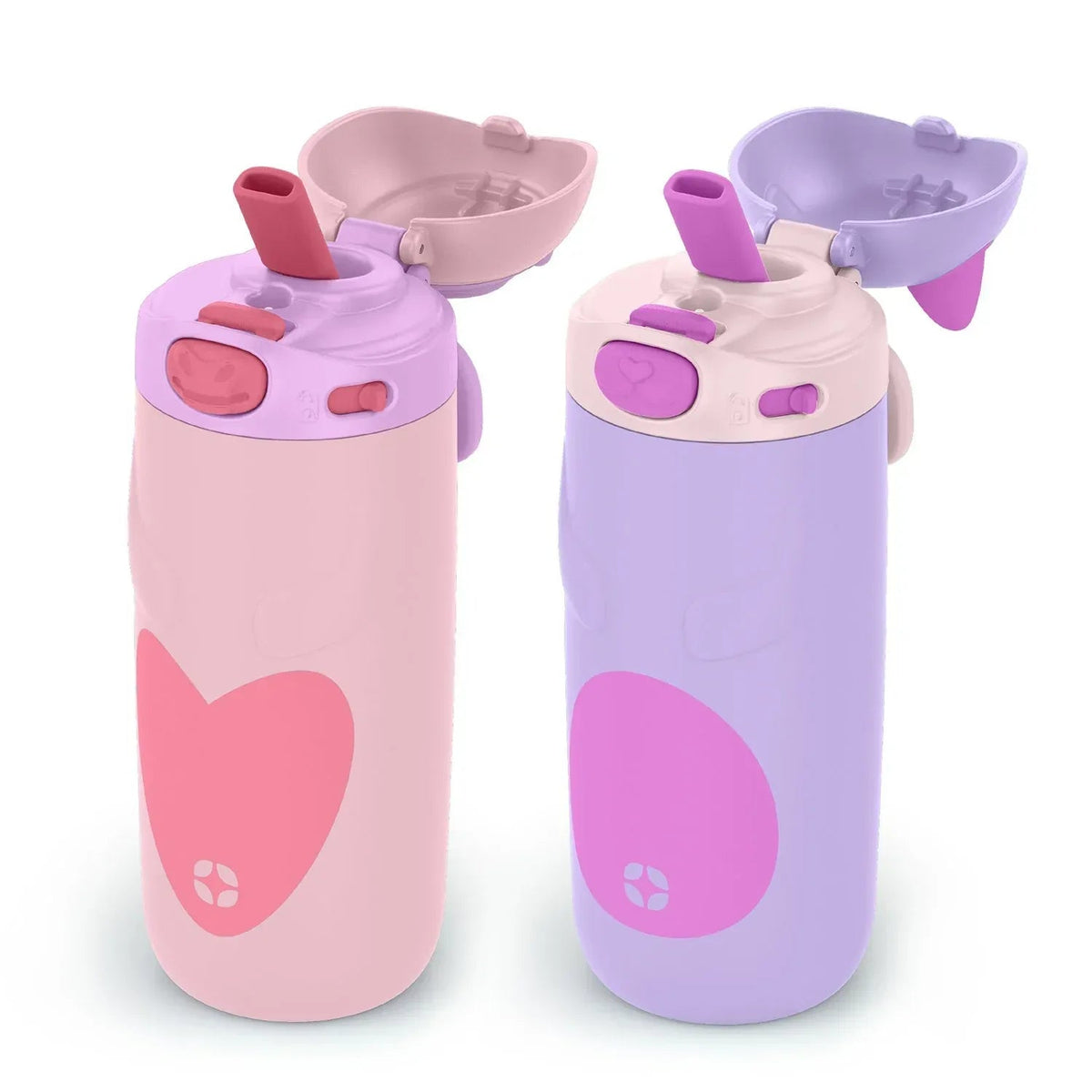 Ello Ellies 2-Pack 12oz Kids Stainless Steel Vacuum Insulated Water Bottle with Straw & Leak-Proof Lid