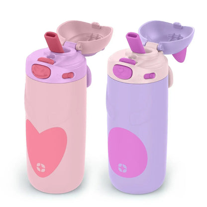 Ello Ellies 2-Pack 12oz Kids Stainless Steel Vacuum Insulated Water Bottle with Straw & Leak-Proof Lid