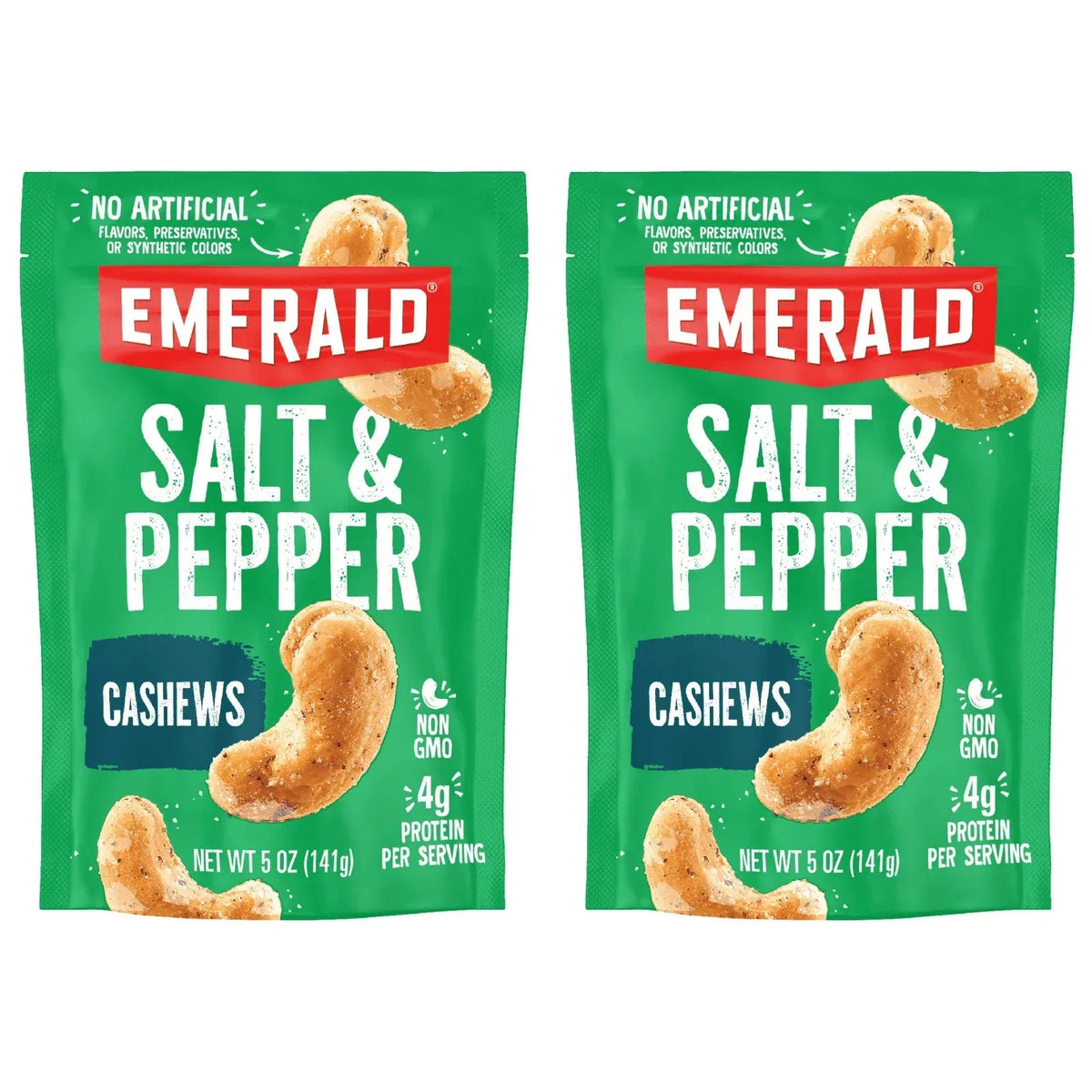 Salt and Pepper Seasoned Cashews | 5 Oz Resealable Bag | Kosher Certified, Non-GMO, Contains No Artificial Preservatives or Synthetic Colors