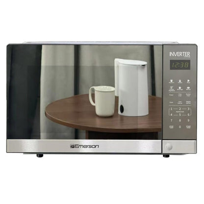 Emerson 1.5 cu. ft., 1100W, Inverter, Touch Control, Stainless Steel, Mirror Finish Countertop Microwave