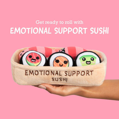 Emotional Support Pals Sushi, 5 Plush Food Toys with Carrying Basket