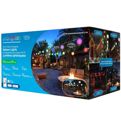 Enbrighten VIBE Wi-Fi Sphere String Lights, 12 Spheres, 5 ft. Spacing
