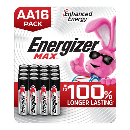 Energizer MAX AA Batteries (16 Pack), Double A Alkaline Batteries