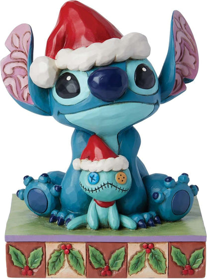 Enesco Disney Traditions Collection by Jim Shore Lilo and Stitch Santa with Scrump Figurine- Stone Resin Hand Painted Crafted Collectible Stitch Christmas Disney Figurines Home Decor Statue, 5.5 Inch