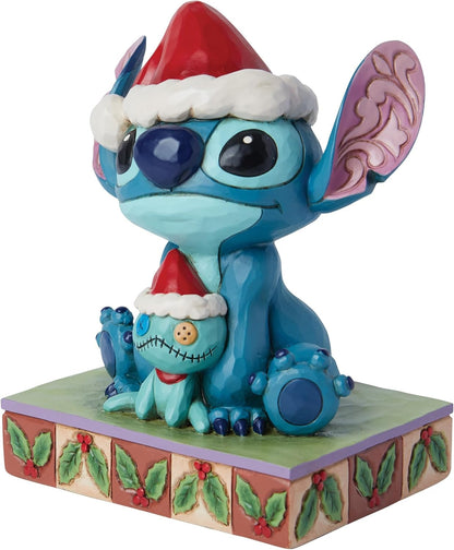 Enesco Disney Traditions Collection by Jim Shore Lilo and Stitch Santa with Scrump Figurine- Stone Resin Hand Painted Crafted Collectible Stitch Christmas Disney Figurines Home Decor Statue, 5.5 Inch