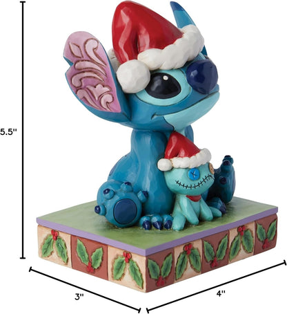 Enesco Disney Traditions Collection by Jim Shore Lilo and Stitch Santa with Scrump Figurine- Stone Resin Hand Painted Crafted Collectible Stitch Christmas Disney Figurines Home Decor Statue, 5.5 Inch
