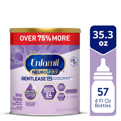 Enfamil NeuroPro Gentlease Baby Formula for Easing Fussiness, Gas, Spit-up in 24 Hrs, 35.3 Oz XL Value Can