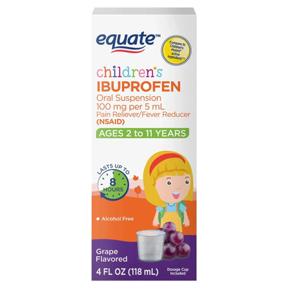 Equate Children’s Ibuprofen Oral Suspension, 100 mg/5 mL, Berry Flavor, Ages 2 to 11 Years, 8 fl oz