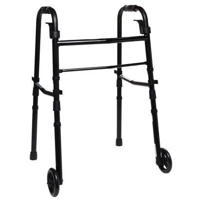 Equate Folding Walker with 5-Inch Wheels, Black – 350 lb Weight Capacity