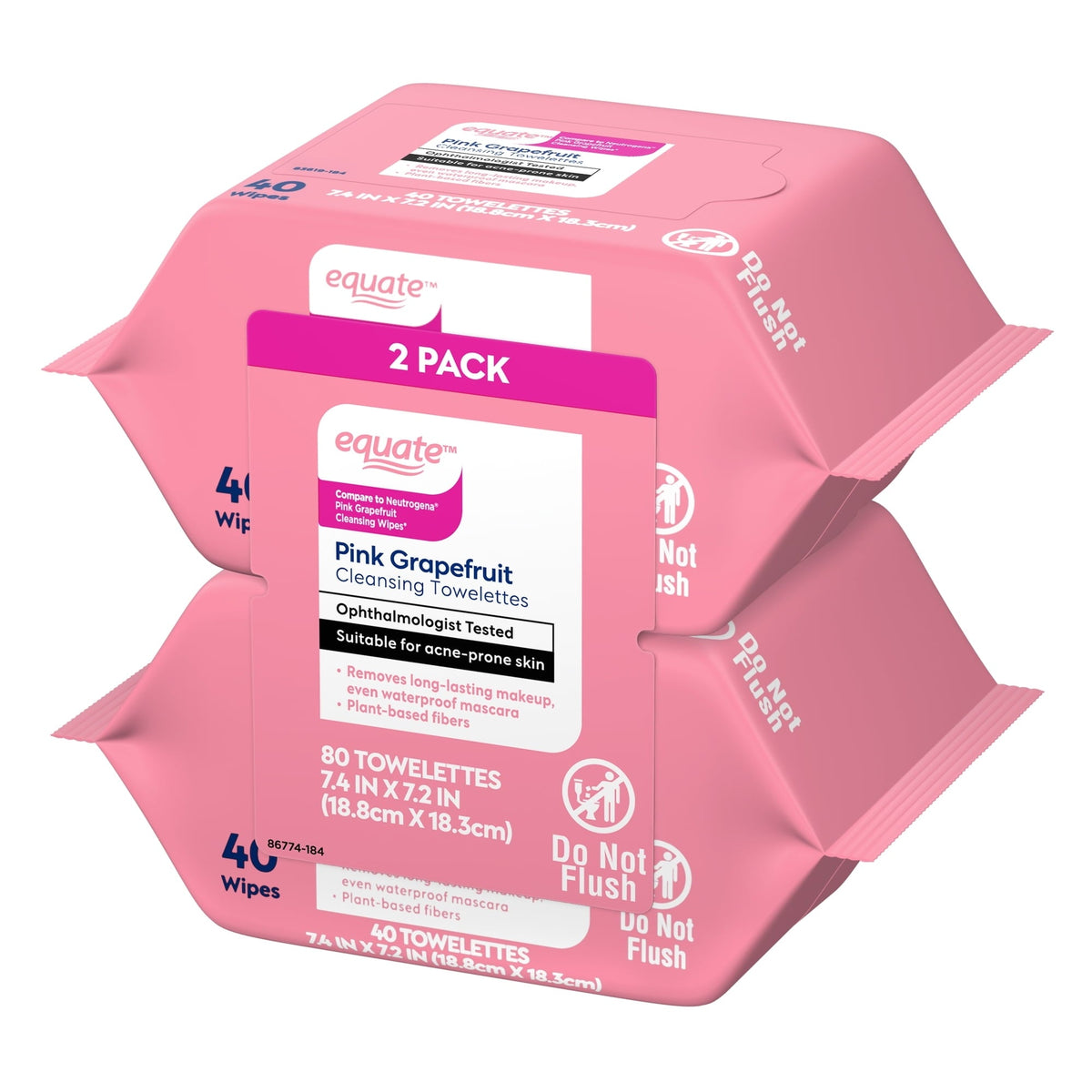 Equate Pink Grapefruit Cleansing Towelettes - 80 Count