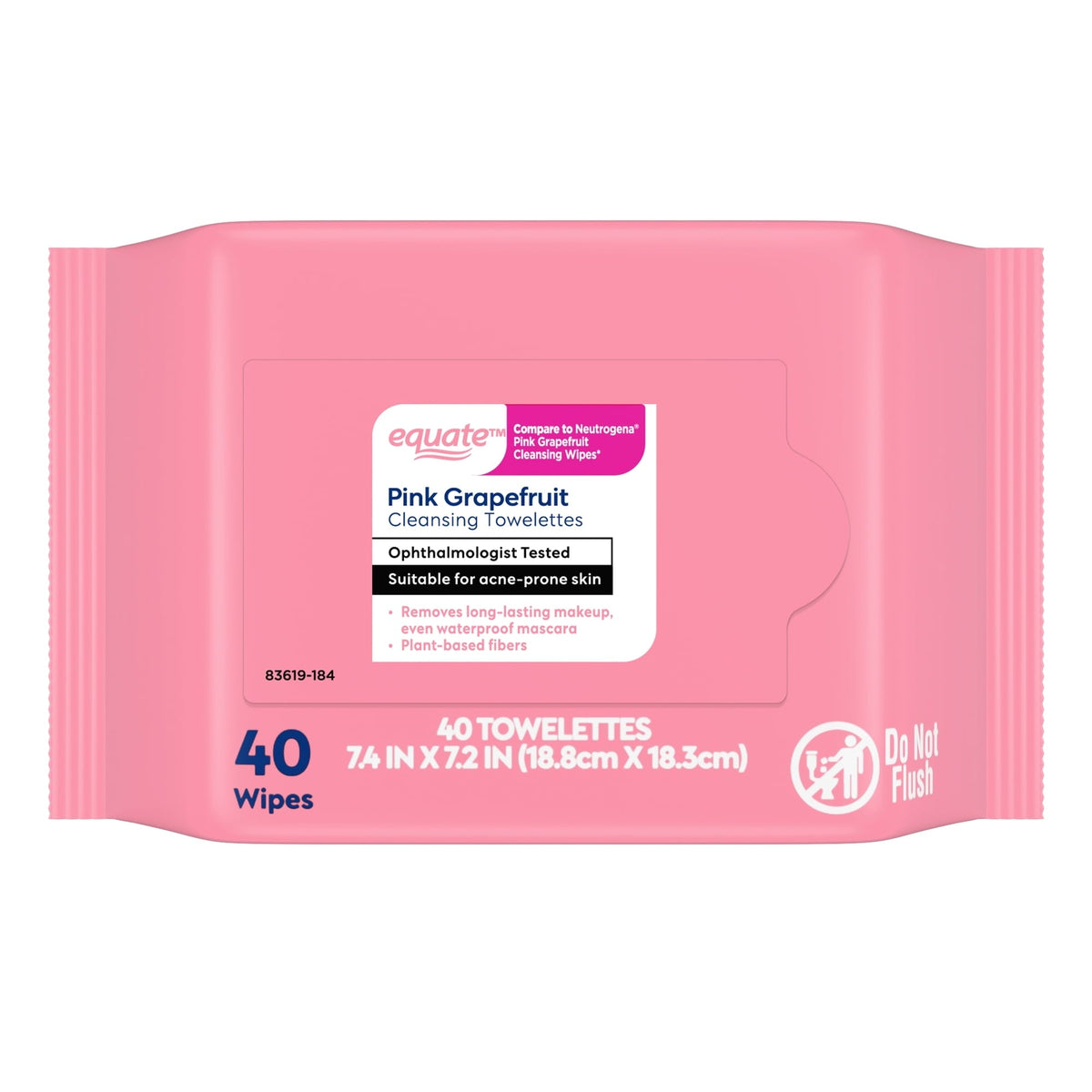 Equate Pink Grapefruit Cleansing Towelettes - 80 Count