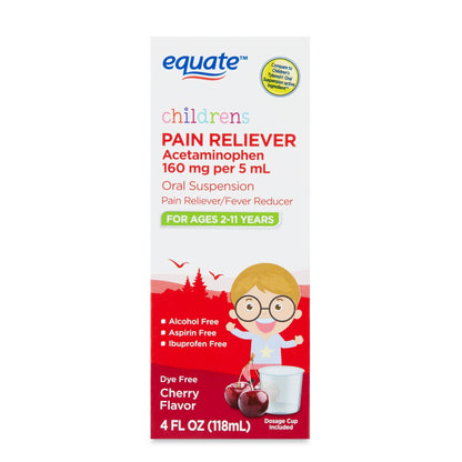 Equate Alcohol-Free, Dye-Free Acetaminophen 160 mg, Acetaminophen, Fever Reducer Liquid 4 fl oz, Compare to Children's Tylenol®, 1 Count